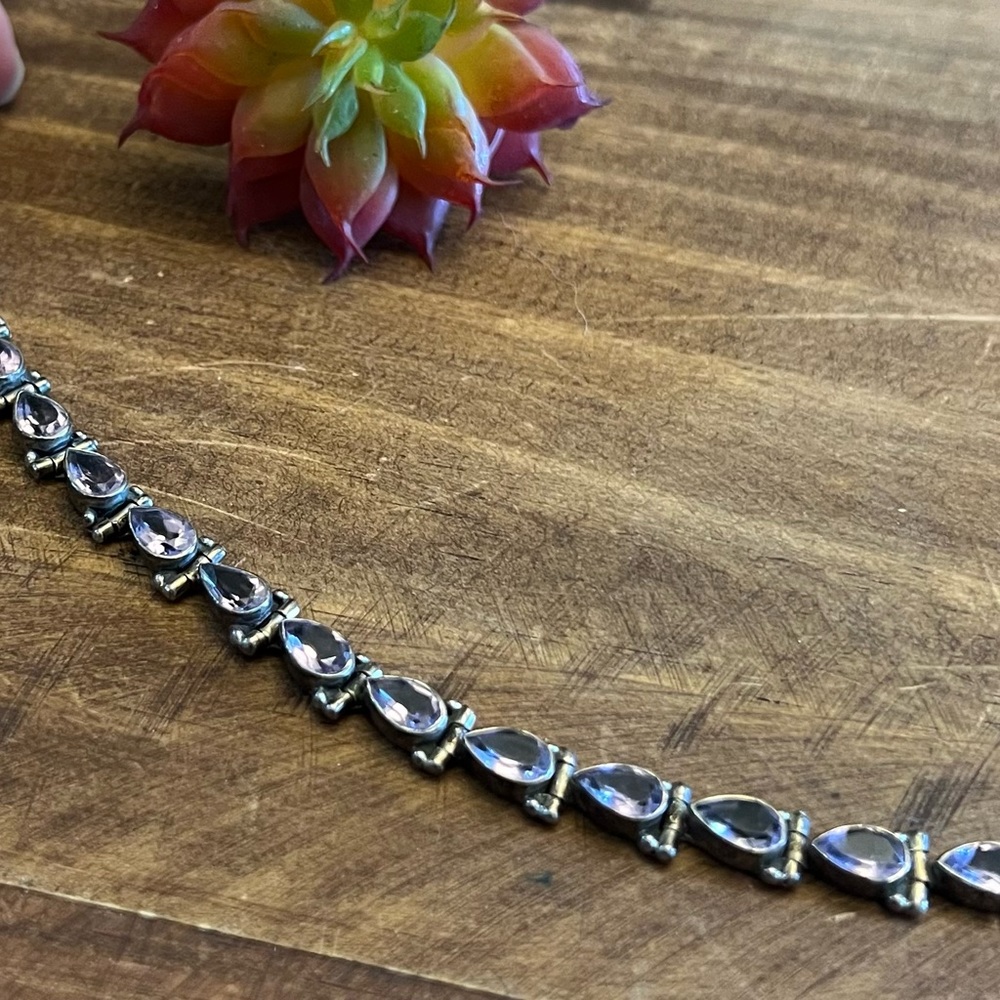 Amethyst and silver bracelet